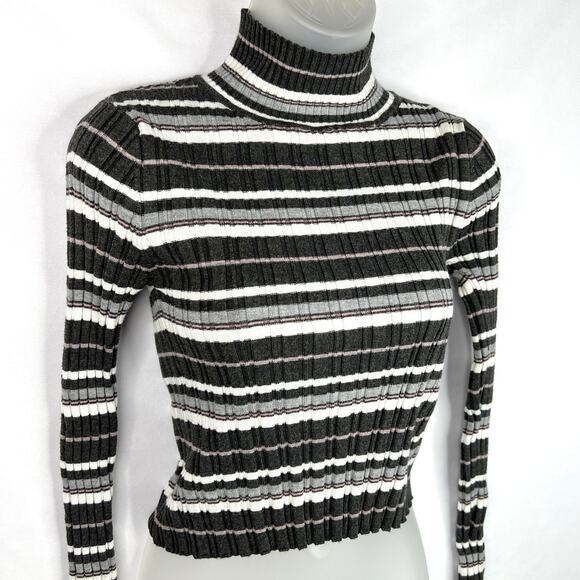 Pink Republic Ribbed Stripe Crop Turtleneck Small - Picture 2 of 7